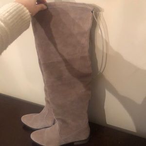 Taupe Sole Society Valencia Suede Knee High Boots